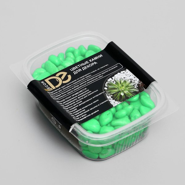 Камни для декора флуоресцентные 350г 5-10 мм (галька) зеленый