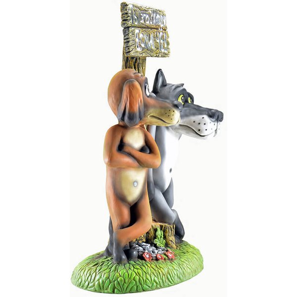 Фигурка садовая Волк и пёс с табличкой h95см