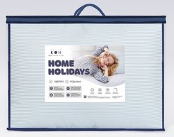 Одеяло стеганое 205х172 Home Holidays, белый с голубой полоской