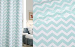 Штора готовая 160х280 сатен печать бирюзовый