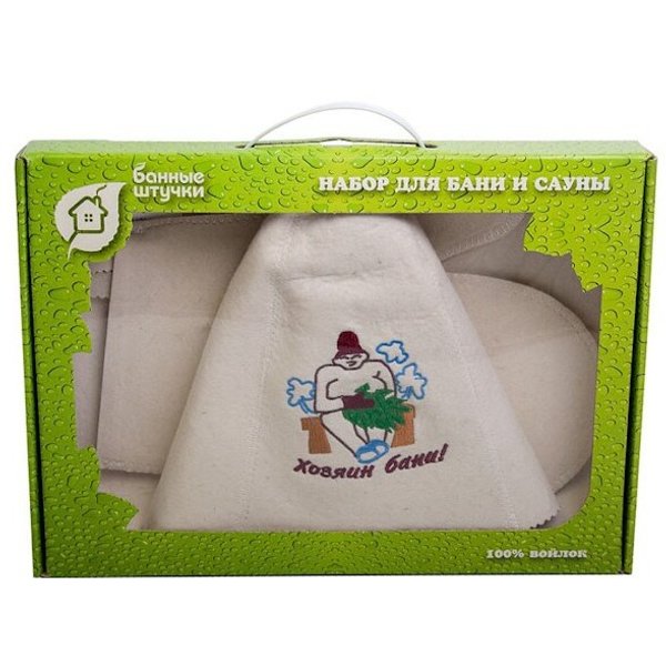 Набор подарочный из 3-х предметов (шапка для бани,рукавица,коврик) Банные штучки