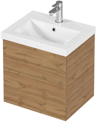 Тумба подвесная MIX 50см push дуб вотан с раковиной