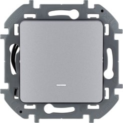 Переключатель 1-клавишный с подсветкой LEGRAND Inspiria 673662 алюминий