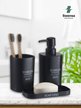Набор аксессуаров для ванной RON дозатор для жидкого мыла, мыльница, стакан чёрный пластик