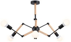 Люстра Ambrella light TR80488/6 BK/LW черный/светлое дерево 6хE27