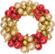 Венок новогодний из мишуры 35см с красными и золотыми шарами ПЭТ SYQH- 0125040 Венок новогодний из мишуры 35см с красными и золотыми шарами ПЭТ SYQH- 0125040