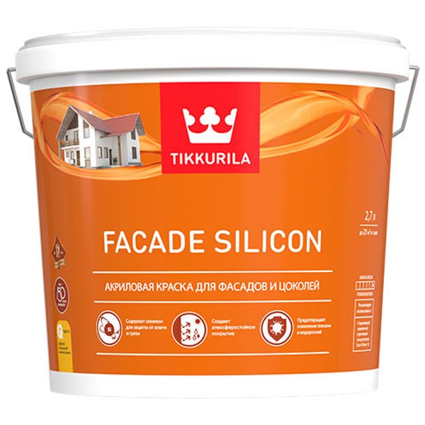 Краска фасадная Tikkurila Facade Silicon глубокоматовая база А 2,7л