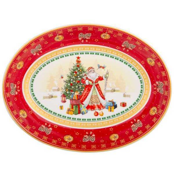 Блюдо Lefard С Новым годом! Дед Мороз 25х19,5х4,5см овал,красное,фарфор