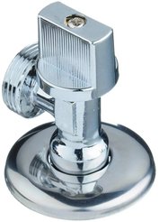 Кран латунный шаровый угловой 1/2"х3/4" хромированный с отражателем, наружная резьба
