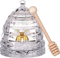 Банка д/меда Lefard Venezia 280мл 11,5х11,5х14см стекло, ложка бамбук, крышка стекло