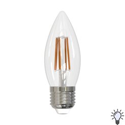 Лампа светодиодная филаментная LED-C35 11Вт Е27 свеча 4000K PLS02WH Белый свет ТМ Uniel