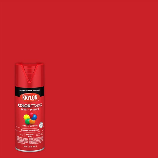 Краска универсальная KRYLON Colormaxx Gloss Banner Red глянцевая цвет-красный (0,34кг)