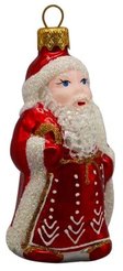 Украшение елочное Дед Мороз стекло 10см