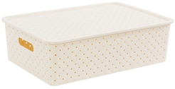 Корзинка д/хранения Violet Береста 7,5л 35х24,5х10,5см с крышкой, слоновая кость ПП