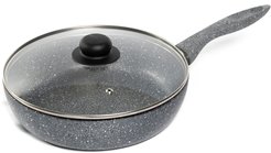 Сотейник SCOVO Stone Pan 24х6,3см антипригар., штампов.алюминий, крышка стекло