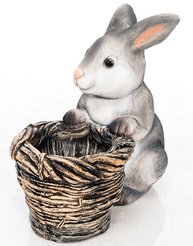 Фигура садовая Кашпо кролик с корзиной h34см F08759-Gray