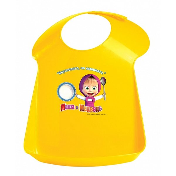 Нагрудник детский Маша и медведь,желтый,пластик 34х24х6,5см