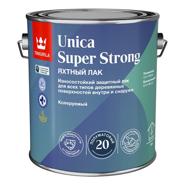 Лак универсальный Tikkurila UNICA SUPER STRONG 20 EP полуматовый (2,7л)