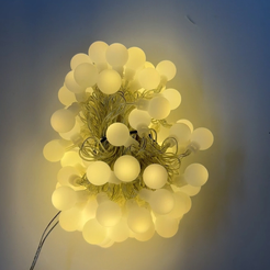 Электрогирлянда внутренняя Шары 1,7см 5м 50LED, теплый белый, прозрачные лампы с газом, контролер