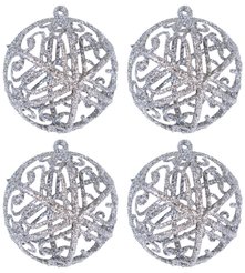 Набор украшений Шары ажурные 4шт 6см, серебро, SYLKGJC-482193