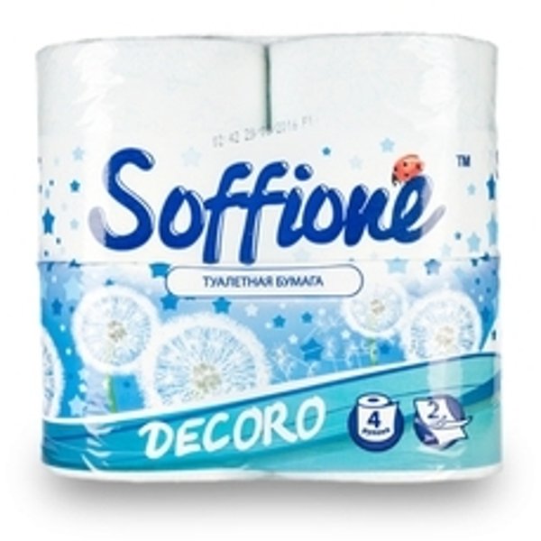 Бумага туалетная Soffione Decoro Blue 4шт 2-слойная