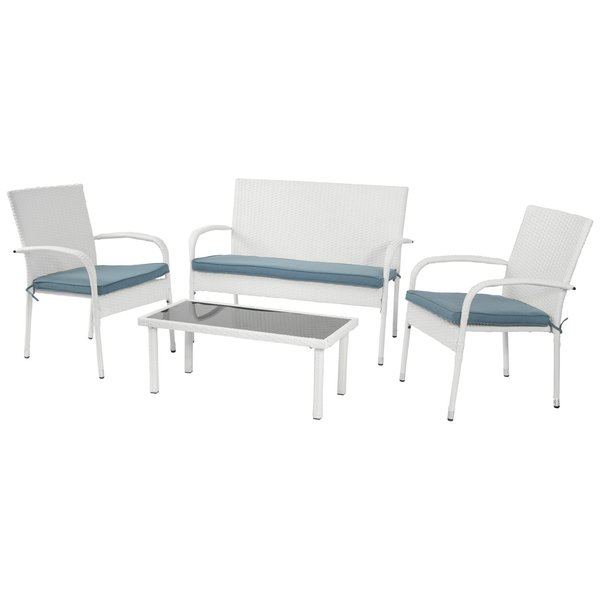 Набор садовой мебели Сан-Ремо (столик+2 кресла+диван), ротанг искусственный, белый, SG-22121