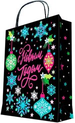 Пакет бумажный Magic Pack С Новым Годом флуоресцентная печать 26x32,4x12,7см 150г/м2 арт.93133FE