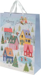 Пакет бумажный новогодний Домики 30х42х12см бумага 210г SYLPDA-4325085