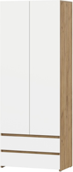 Шкаф распашной с ящиками Некст-1 80,1х210х46см ЛДСП дуб золотой/белый