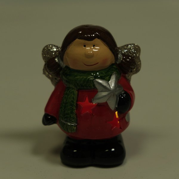 Фигурка керамическая Девочка с зеленым шарфом 11см, красный, LED-подсветка, SYDC23-073