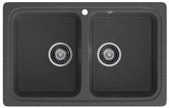 Мойка для кухни врезная Granfest Level GF-S780K 78,6х50см глубина чаши 20см, мрамор, графит, с сифоном