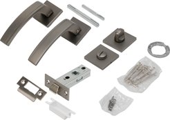 Комплект ручек (ручка, защелка) Qually A2112AE20+C-03B матовый графит