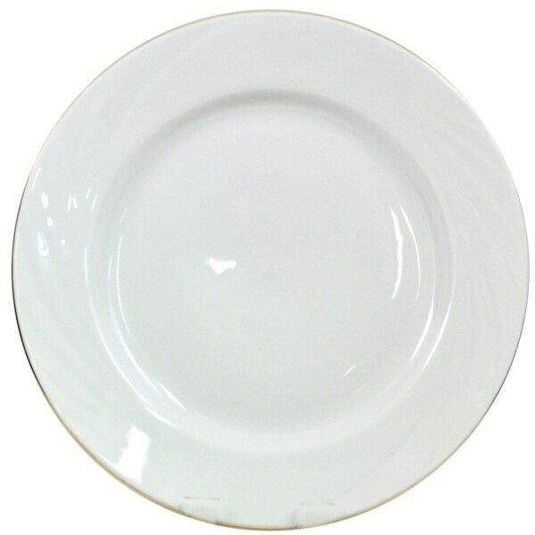 Тарелка круглая обеденная 24см Голубка белая, отводка золотом, фарфор 0С0867