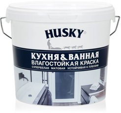 Краска для кухонь и ванных комнат HUSKY матовая белая (5л)