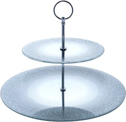 Блюдо сервировочное 2-х ярусное Agness Silver Mirror 19/30х35см стекло