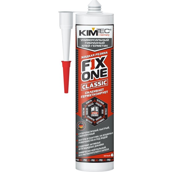 Клей-герметик гибридный Жидкая резина KIM TEC Fix One Белый (405г)