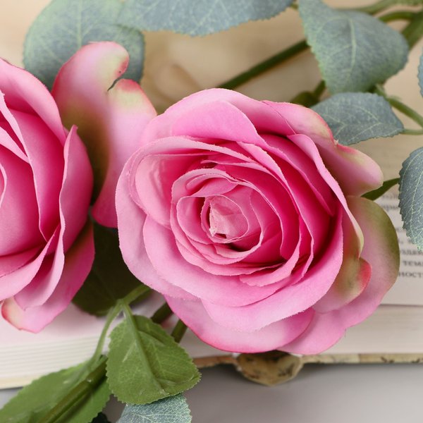 Цветы искусственные Роза кустовая 67см ярко-розовый 