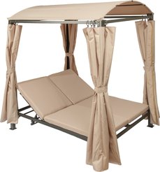 Лаунж-зона Доминикана (кровать+шатер) 1,48х1,88м h2,05м, стойка 80х80мм, сталь/текстилен/полиэстер 180г