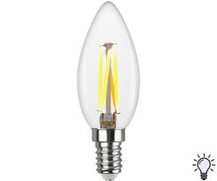 Лампа светодиодная REV Filament 5Вт Е14 свеча 4000К свет нейтральный белый