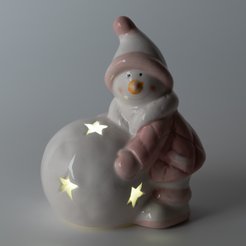 Фигура керамическая Снеговик 14см LED(работает от батареек) SYTCA-582206