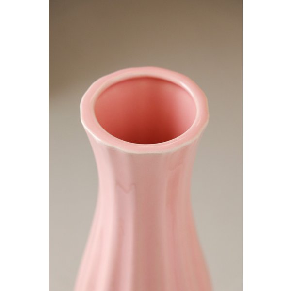 Ваза керамическая настольная Токио 29см геометрия глянец розовый
