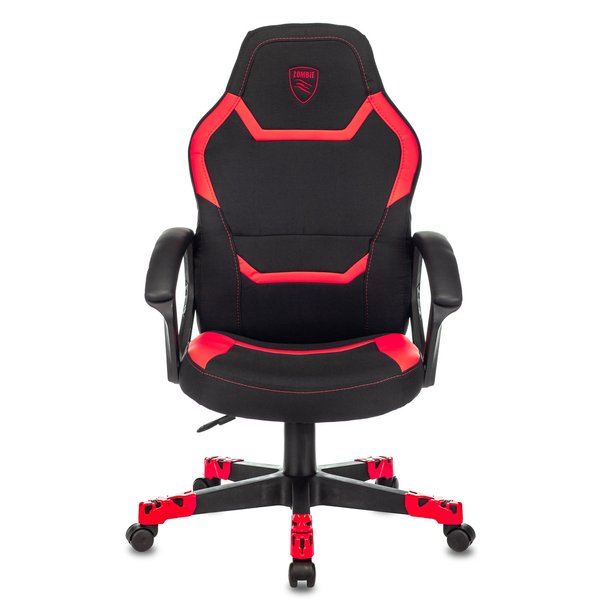 Кресло игровое Zombie-10 текстиль/эко кожа, черный/красный