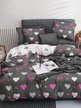 Комплект постельного белья Евро Павлайн Sweet Sleep Love Story серый, наволочки 2шт-50х70 поплин