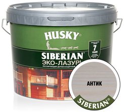 Антисептик HUSKY SIBERIAN ЭКО-ЛАЗУРЬ полуматовый Антик (9л)