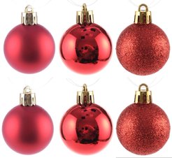 Набор шаров 6шт 4см, красный (глянец: 2шт, матовые: 2шт, глиттер: 2шт), SYQA-0123121-1