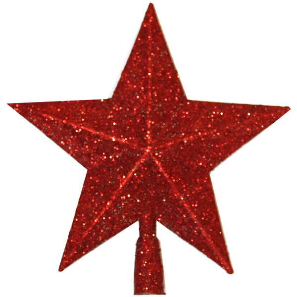 Наконечник-звезда на елку 21см красная с узором SYSDX-332061