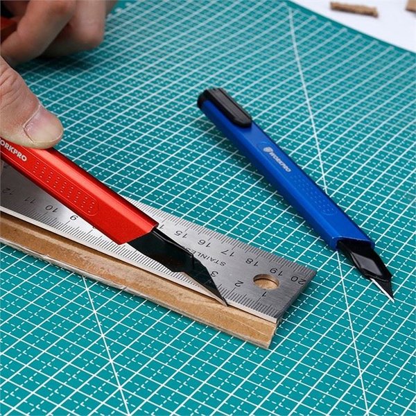 Нож Workpro 9мм автоматический фиксатор металлический корпус