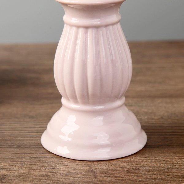 Подсвечник керамика 14,5х6,7х6,7 на 1 свечу Античная колонна розовый