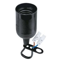 Патрон пластиковый Е27 подвесной с клеммной колодкой черный