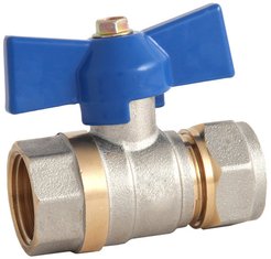 Кран латунный шаровый 1/2"х16мм внутренняя резьба, ручка бабочка